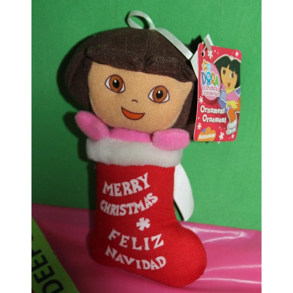 Dora The Explorer Plush Merry Christmas Feliz Navidad Stocking Holiday Ornament